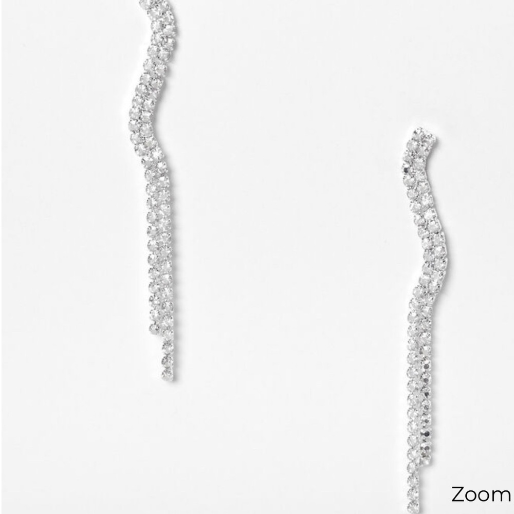 SILVER 2.5" AURORA BOREALIS RHINESTONE  EARRINGS